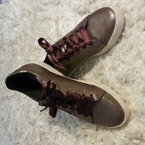 Geox Bloomie 3 sneaker plum metallic shoes with ribbon laces